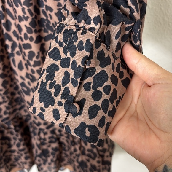 Lulus Rock It Out Brown and Black Leopard Print Babydoll Dress size Small - Picture 10 of 13